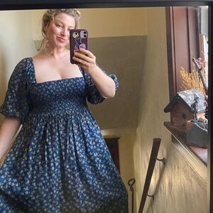 Christy Dawn Navy Blue Katrina Dress with golden flower pattern 💙